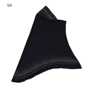 Detailed view of black rhinestone headscarf featuring glittering starlight hot-fix crystal design.