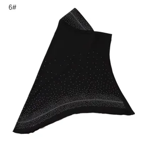 Black rhinestone hijab cap detail view, sparkling crystal embellishment, comfortable stretch fabric.