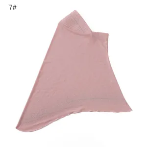 Women Muslim Rhinestone Ribbed Hijab Scarf Pink Starry Prayer Head Cover Product Detail