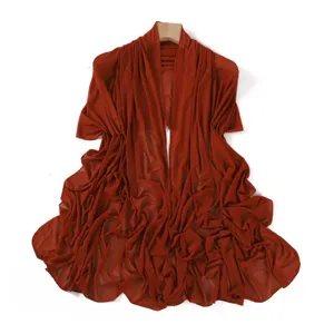 Solid color rhinestone stretch mesh long shawl women breathable air-conditioned room cape