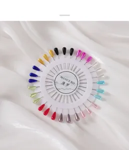 Detailed view of colorful teardrop headpins arranged neatly on a white display card.