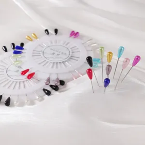 Colorful teardrop pearl head pins for sewing clothing positioning and styling tools