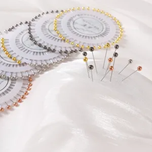 Ensemble de roulettes d'épingles à tête perlée métallique, épingles de fixation de vêtements.