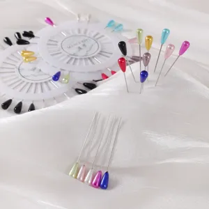 Waterdrop pearl sewing pins decorative headscarf pins clothing positioning pins set for styling.