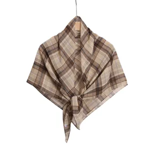 Vintage British style plaid large square scarf chic shawl lightweight neckerchief accessory woman