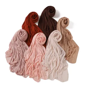 Solid color rhinestone mesh hijab long scarf women elegant breathable shawl head cover wrap