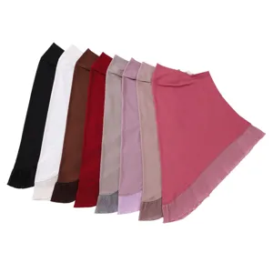 Simple plain chiffon ruffled head cover stylish multi-color hijab for women daily wear