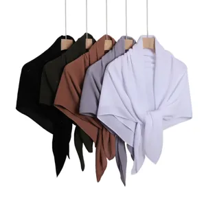 Solid color shimmer pleated chiffon scarf versatile chic head wrap shawl for women