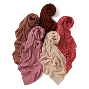 Solid color silver-sprinkled pleated chiffon hijab scarf, versatile fashion shawl wrap.
