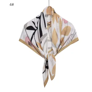 High quality floral graffiti digital print pleated square scarf shawl wrap for women fashion
