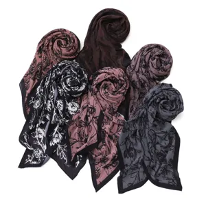 Retro Rose Print Pleated Chiffon Square Scarf Sunscreen Shawl Multipurpose Headscarf