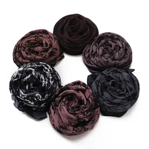 Retro rose print pleated chiffon square scarf sun protection shawl headscarf fashion travel
