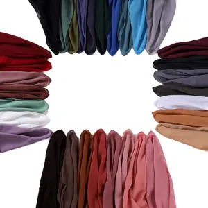 Malaysia solid color pearl chiffon square scarf 90cm hijab multi-color option daily wear