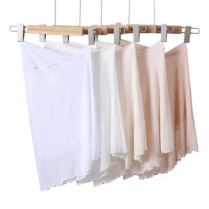 Solid color stretch mesh skirt versatile colors half-length sun protective stylish daily wear.