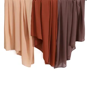 Solid color chiffon square scarf hijab Muslim headwrap lightweight breathable daily wear 90cm