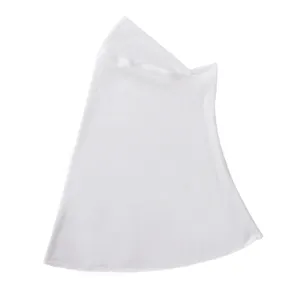 Detail view of the solid white elastic mesh pull-on headscarf, soft texture, lightweight fabric.