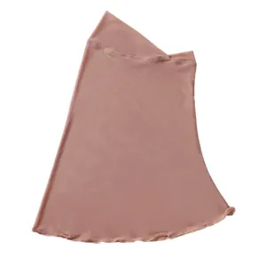 Solid color stretch mesh slip-on head cover, breathable convenient solid headscarf detail.