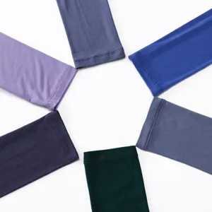 Modal sun protection sleeves detailed view showcasing various solid colors and fine stitching.