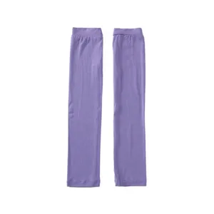 Purple sun protection arm sleeves detail, lightweight breathable UV shield outdoor cover.
