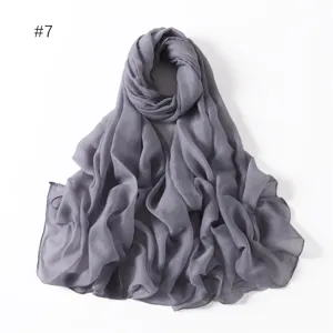 Solid color grey polyester long scarf lightweight elegant draped decorative shawl for women