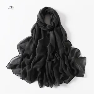 Lightweight black solid color polyester long scarf versatile travel photo shawl accessory