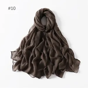 Solid color lightweight long scarf, thin breathable chiffon travel shawl for women, elegant dark brown.