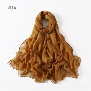 Solid color lightweight polyester long scarf, versatile fashion wrap for travel and daily wear.