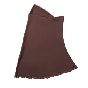 Brown stretch mesh headscarf detail, breathable fabric texture close up view for daily wear