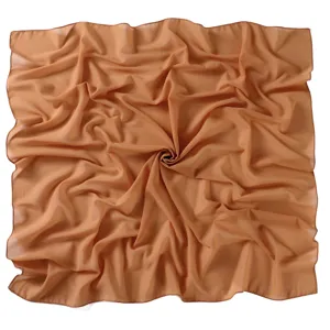 Solid color chiffon square scarf hijab lightweight head wrap for women daily wear 90cm