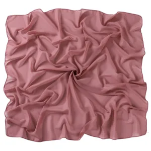 Solid color pearl chiffon square scarf detail shot, showcasing elegant fabric texture.