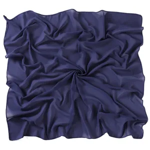Solid color chiffon square scarf, lightweight material with delicate rolled edges for daily wear.