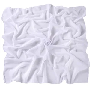 White chiffon scarf detail view, soft draped fabric texture for elegant styling and hijab wear.