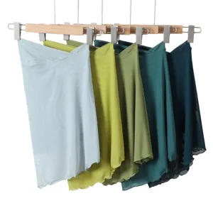Solid color stretch mesh dance skirt versatile wrap skirt multi color fashion short skirt