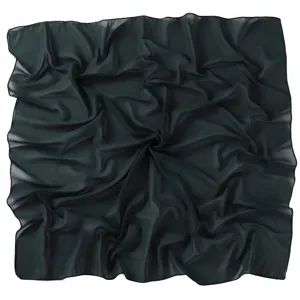 Solid dark green chiffon square scarf lightweight hijab 90cm elegant women head wrap.