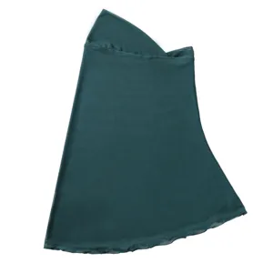 Detailed view of the dark green elastic mesh fabric head wrap, showing fine texture and edges.