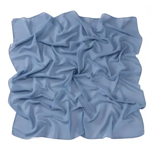 Solid color pearl chiffon square scarf Malaysia Muslim hijab 90cm lightweight head wrap