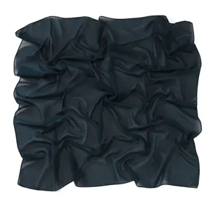 Detail shot of the solid color chiffon square scarf, lightweight and soft drape texture.