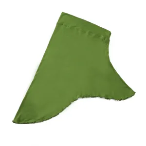 Solid green modal inner hijab cap detail, soft stretchy underscarf fabric close-up.