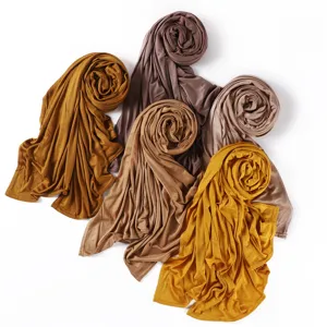 Solid color modal hijab long scarf soft breathable Muslim head wrap multi-color variant