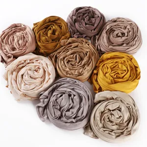 Solid color modal jersey long hijab scarf soft breathable Muslim head cover multi colors