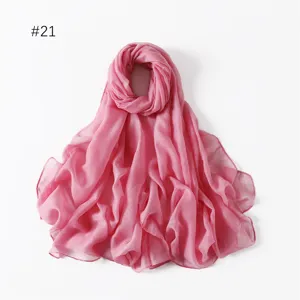 Solid pink lightweight long scarf for women, versatile travel shawl and daily neck decoration.