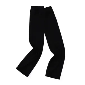 Detail view of the solid black modal sun protection arm sleeves, smooth texture and fabric.