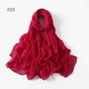 Solid color polyester voile long scarf, lightweight travel photography shawl and wrap.