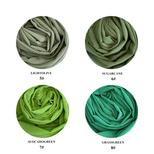 Solid color chiffon hijab Muslim long scarf lightweight breathable fabric daily wear elegant style