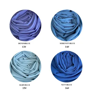 Solid color chiffon hijab color variant swatch detail, soft texture long scarf..