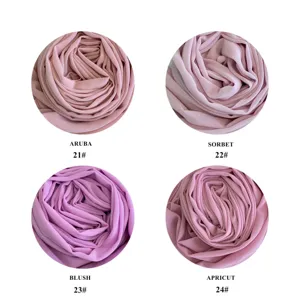 Beautiful solid color chiffon hijab scarf variant chart, premium texture, elegant daily wear.