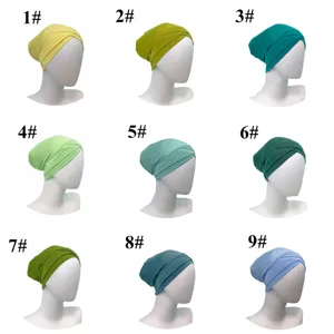 Solid color modal cross turban cap inner cap headscarf sweat absorbent breathable casual daily wear.