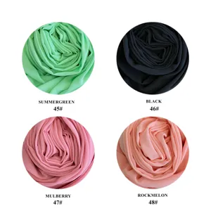 Chiffon hijab plain color long scarf Muslim headwrap variant color display swatches