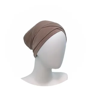 Solid color modal cross under-cap hijab inner breathable sweat cap head cover for daily use