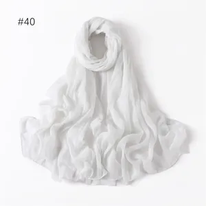 Simple solid color long scarf lightweight breathable sheer shawl for women travel daily wear white